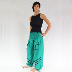 Pantalon Coton Vert léger Taille Unique 