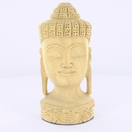 Tête Bouddha en bois