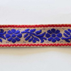 galon brodé bleu rouge 