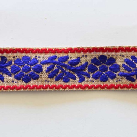galon brodé bleu rouge 