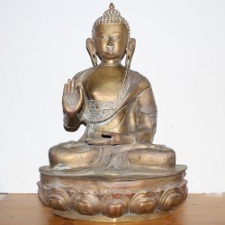 Statue Bouddha laiton vieilli Grande Taille inde