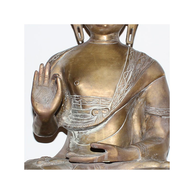 Statue Bouddha assis en laiton - mudra Vitarka - 14 cm