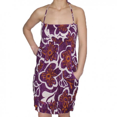 Robe indienne en coton smocké Taille Unique