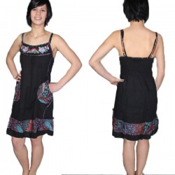 Robe coton Noir avec broderie Taille M-L