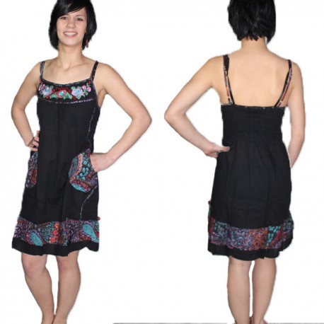 Robe coton Noir avec broderie Taille M-L