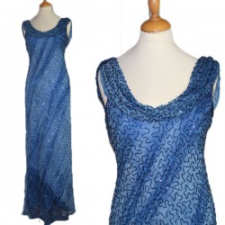 Robe de soirée perles Bleue