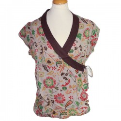 Top coeur croisé coton Marron et Rouge
