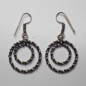 Boucles oreilles indiennes Argentées Anneaux Double