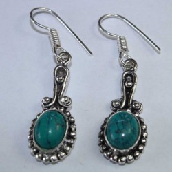 Boucles oreilles Inde Pierre Bleu Turquoise