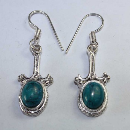 Boucles oreilles Pierre Bleu Turquoise