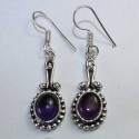 Boucles oreilles indiennes artisanales Pierre Mauve