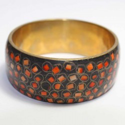 Bracelet Cuivre & marqueterie orange