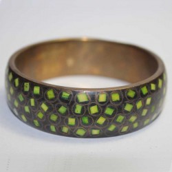 Bracelet indien Cuivre & Marqueterie Vert