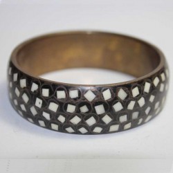 Bracelet Cuivre & Marqueterie Blanche