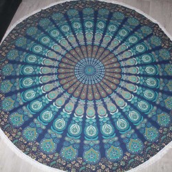 Grande Tenture Mandala Yoga Bleu/Vert