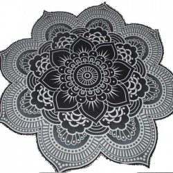 Tenture indienne Fleur de Lotus Yoga Noir & Blanc