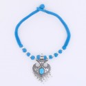 Collier indien coton bleu et torquoise