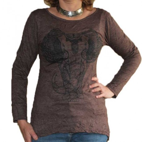 T-Shirt Tunique Manche longue Taille S/M Eléphant