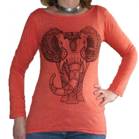 T-Shirt Taille S/M Manche Longue Eléphant