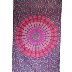 Tenture Mandala Coton Inde Fushia