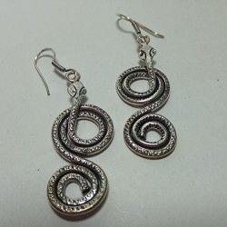 Boucles d'Oreilles indiennes Argentées Serpent