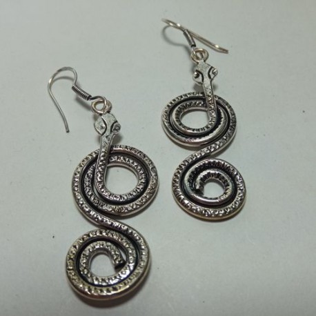 Boucles d'Oreilles indiennes Argentées Serpent