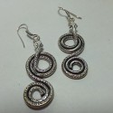 Boucles d'Oreilles indiennes Argentées Serpent