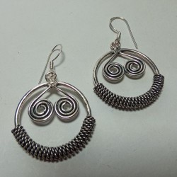 Boucles d'Oreilles indiennes Argentées Coeur