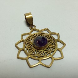 Pendentif indien Lotus et Fleur de Vie