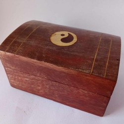 Boite Coffret Inde Bois et laiton Ying & Yang