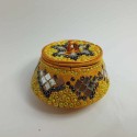 Boite indienne ronde avec couvercle Laque et perles