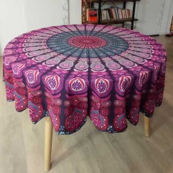 Tenture indienne ronde Mandala lotus