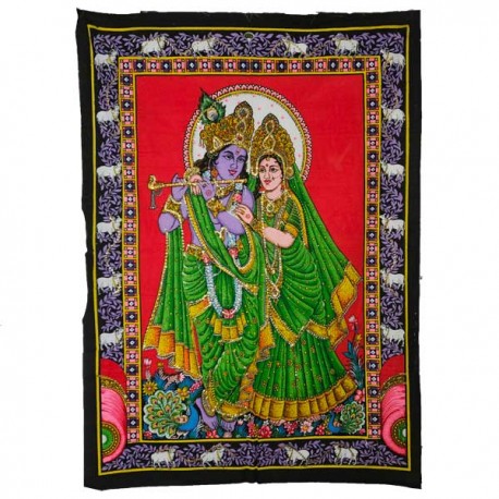 Tenture broderie sequin Radha Krishna