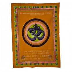 Tenture broderie Aum orange