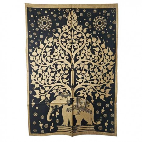 Petite Tenture Dorée Arbre de Vie & Elephant
