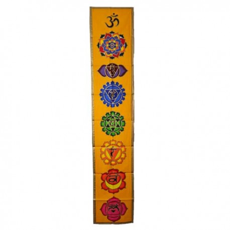 Tenture indienne 7 Chakras Jaune