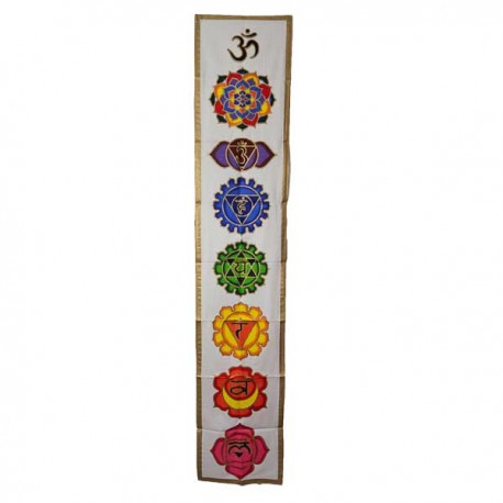 Tenture indienne 7 Chakras Blanc