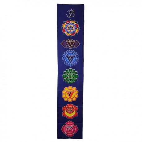Tenture indienne 7 Chakras Bleue