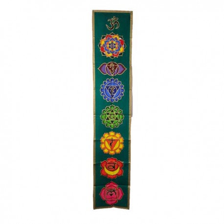 Tenture indienne 7 Chakras Vert