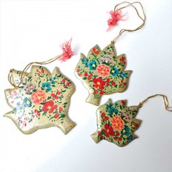3 décorations de Noël papier mâché fait main Inde