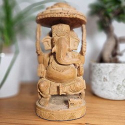 Statue Ganesh en bois fait main