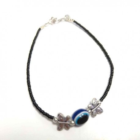 Bracelet de cheville Inde Perle Verre Papillon