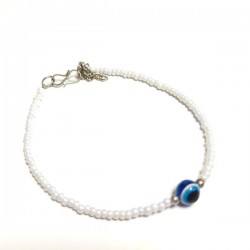 Bracelet de cheville Inde Perle Verre Blanc