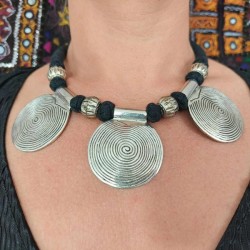 Collier Indien 3 Ronds argentés