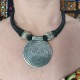 Collier Indien Pendentif rond argenté