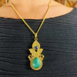 Chaine & Pendentif indien - Fleur & Pierre
