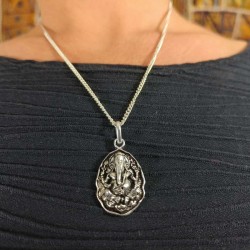 Collier Argenté Pendentif inde - Ganesh