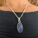 Collier Argenté Pendentif inde - Pierre Bleu