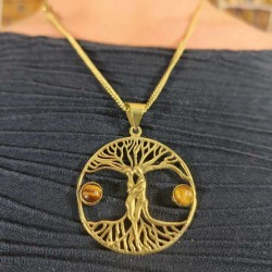 Collier Doré Chaine & Pendentif indien - Arbre de vie