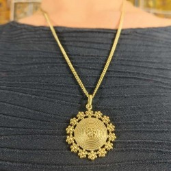 Collier Doré Chaine & Pendentif indien - Mandala Fleur